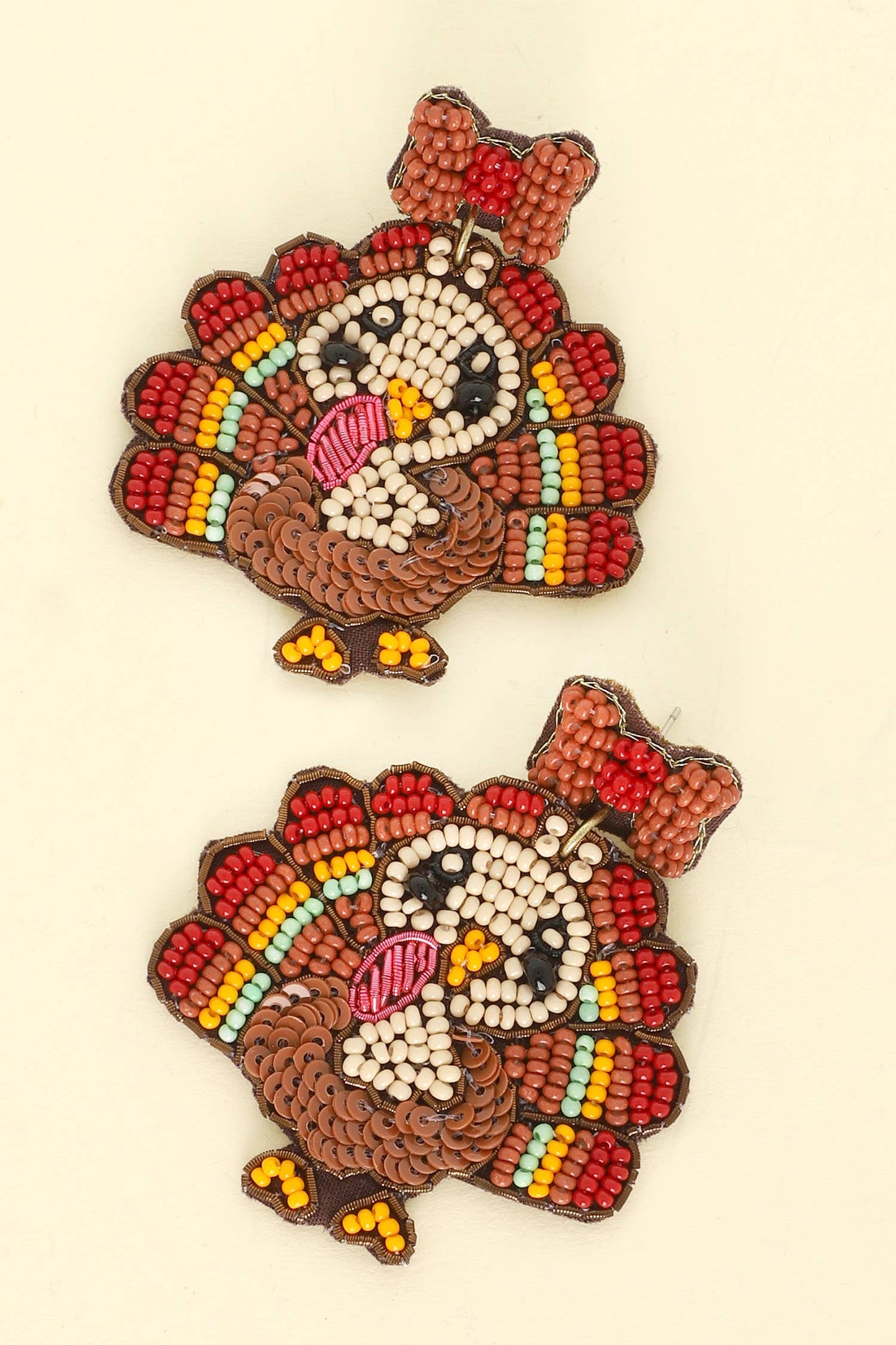 Thanksgiving Turkey Seed Bead Post Earrings