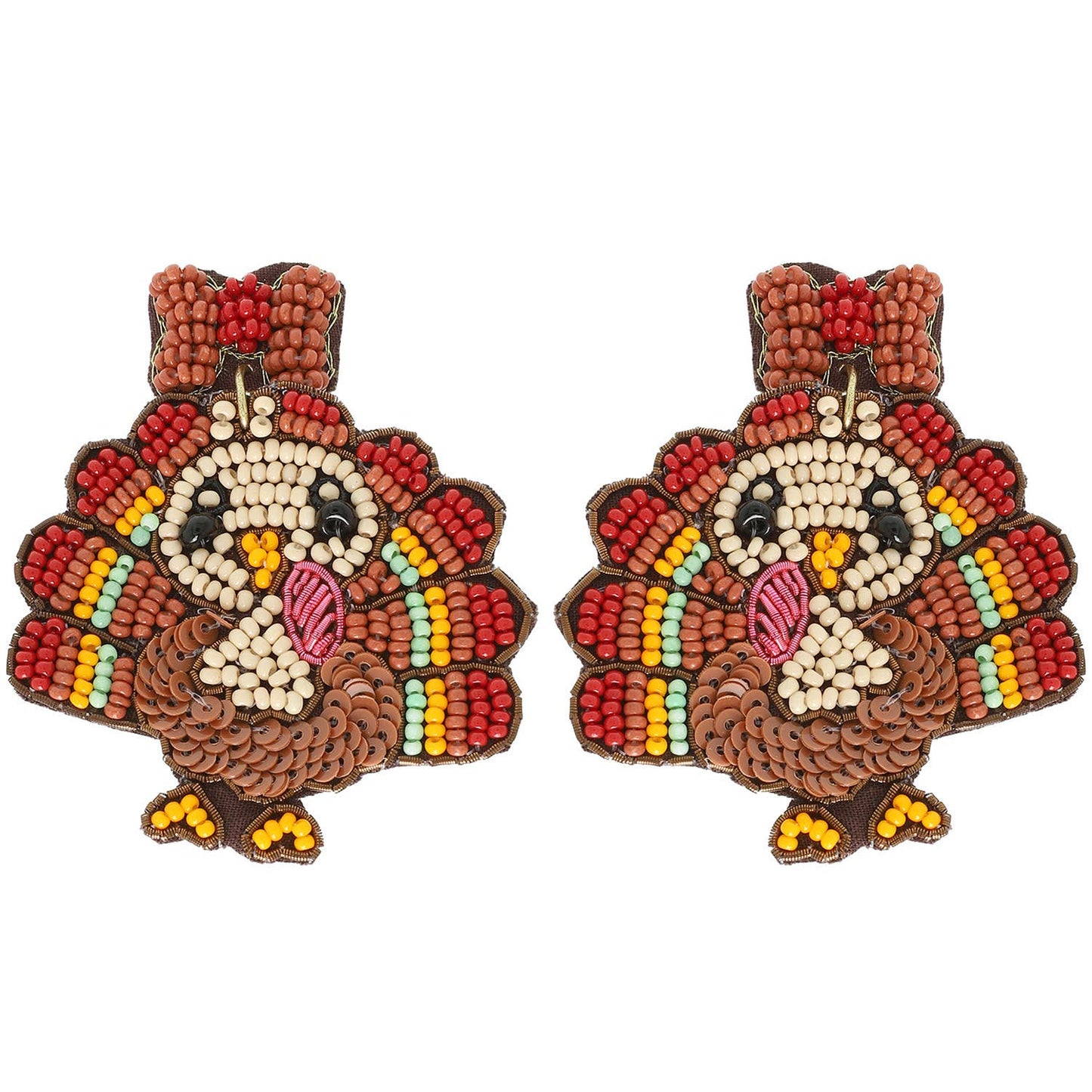 Thanksgiving Turkey Seed Bead Post Earrings