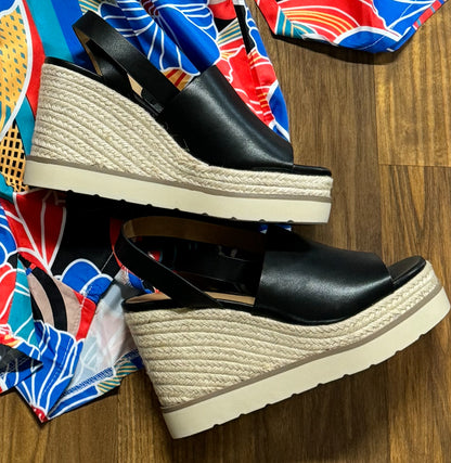 STELLA ESPADRILLES PLATFORM WEDGE HEEL PEEP TOE SANDAL