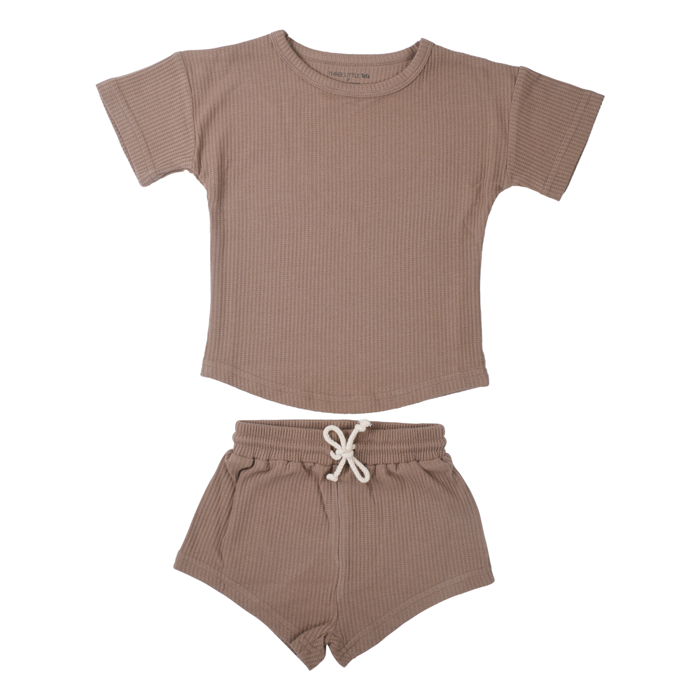 Cocoa Sands Neutral Summer Waffle Toddler Top & Bottom Set